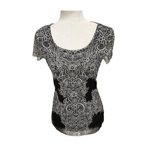 INC. International Concepts Women's Blouse Top Sheer Rhinestones Medium